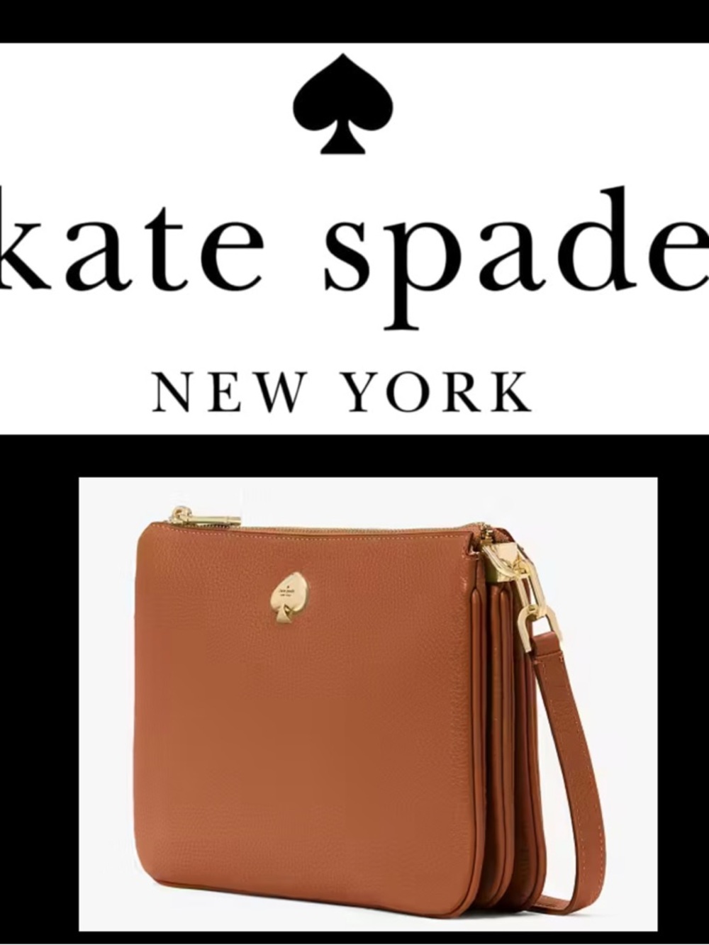 KATE SPADE ♠️ KAYLA TRIPLE Leather Triple-Compartment CROSSBODY BRAND NEW W/TAG